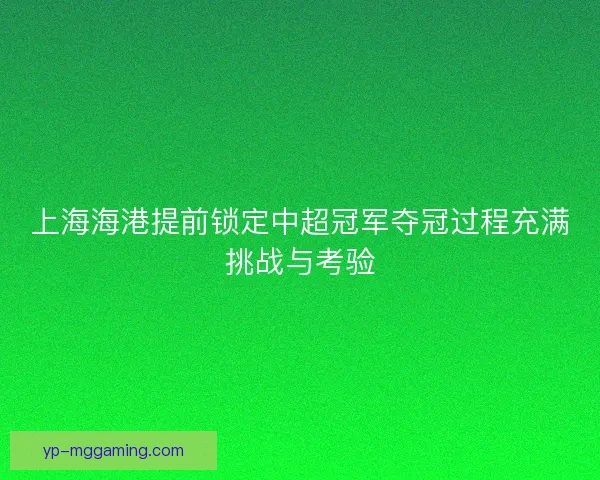 上海海港提前锁定中超冠军夺冠过程充满挑战与考验